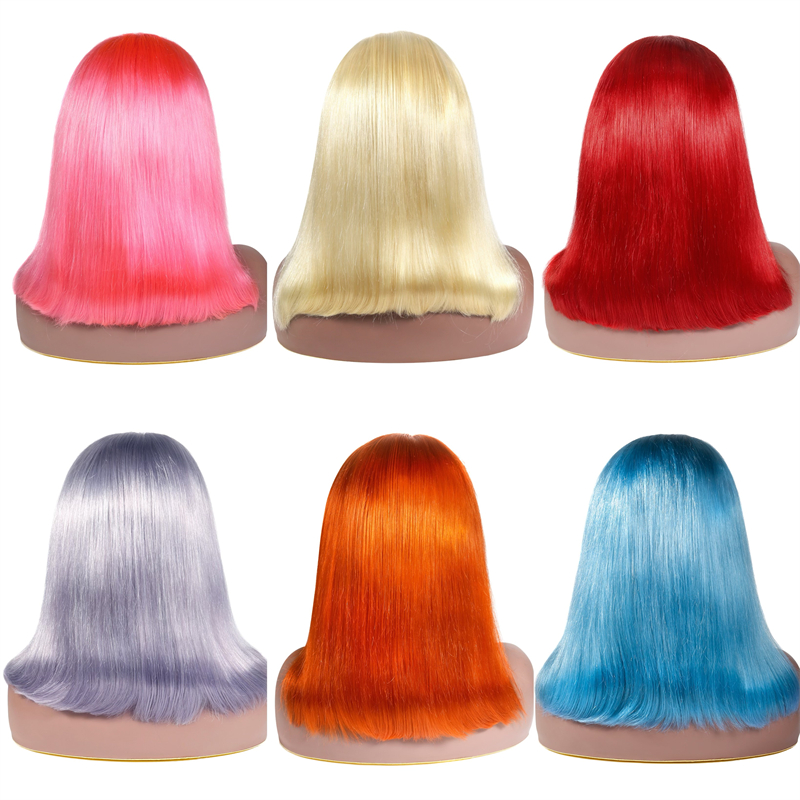 13x6 Straight Hair Colored BOB Lace Front Wig - 图片 3